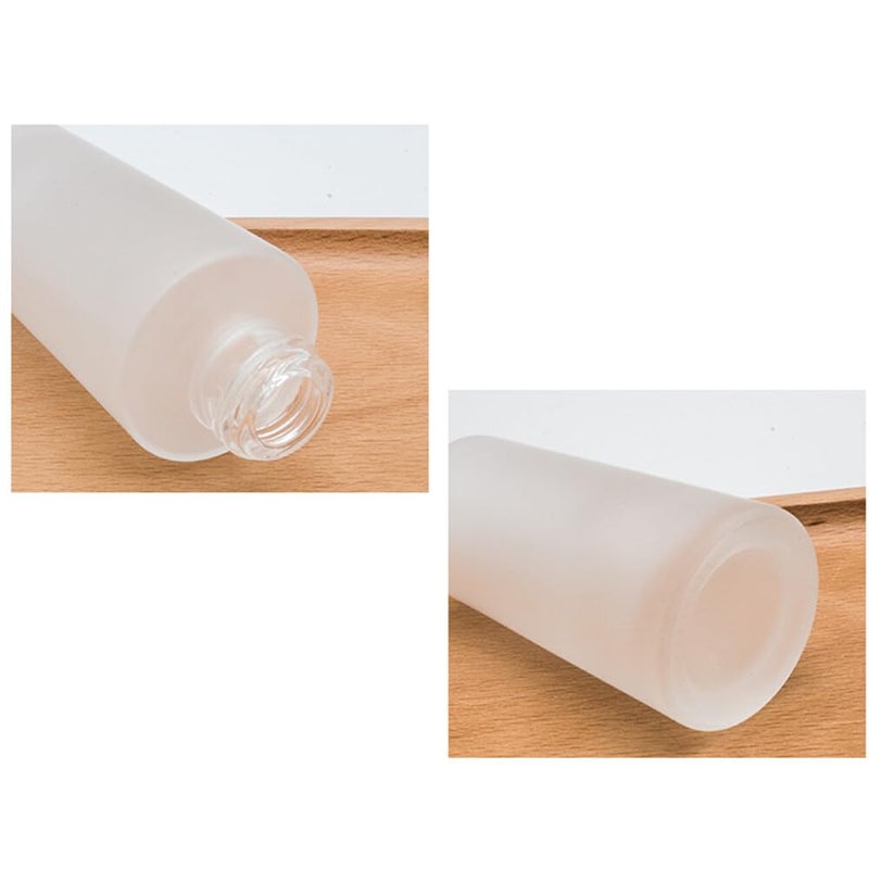 Elandy 120ML/4OZ Empty Refillable Transparent Frosted Glass Lotion Pump Bottle with Bamboo Pump Soap Dispensers Toiletries Storage Containers for Shampoo Essential Oils Shower Gel - Image 3